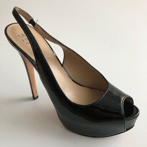 Patent leather platform pumps - black 8.5